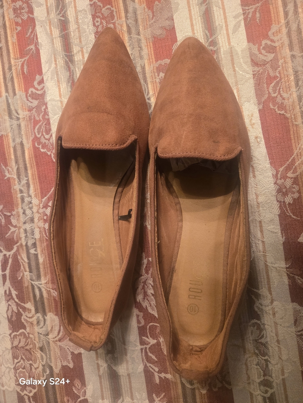 Pointed Toe Suede Flats in Rust Brown - Brand Unknown